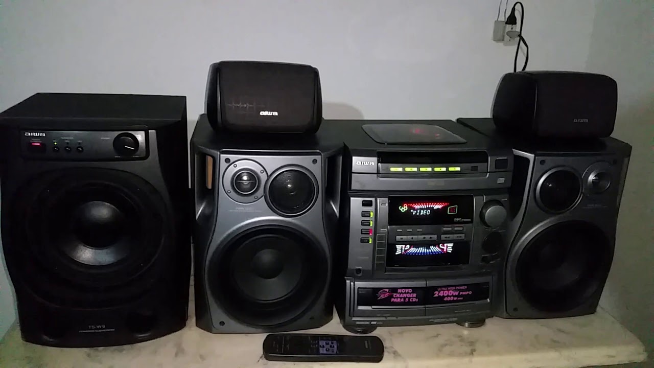 AIWA speakers with built in subwoofer.